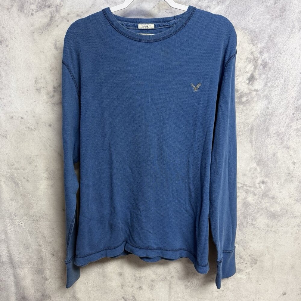 American Eagle Shirt Mens XXL 26x26 Blue Long Sleeve Vintage Fit